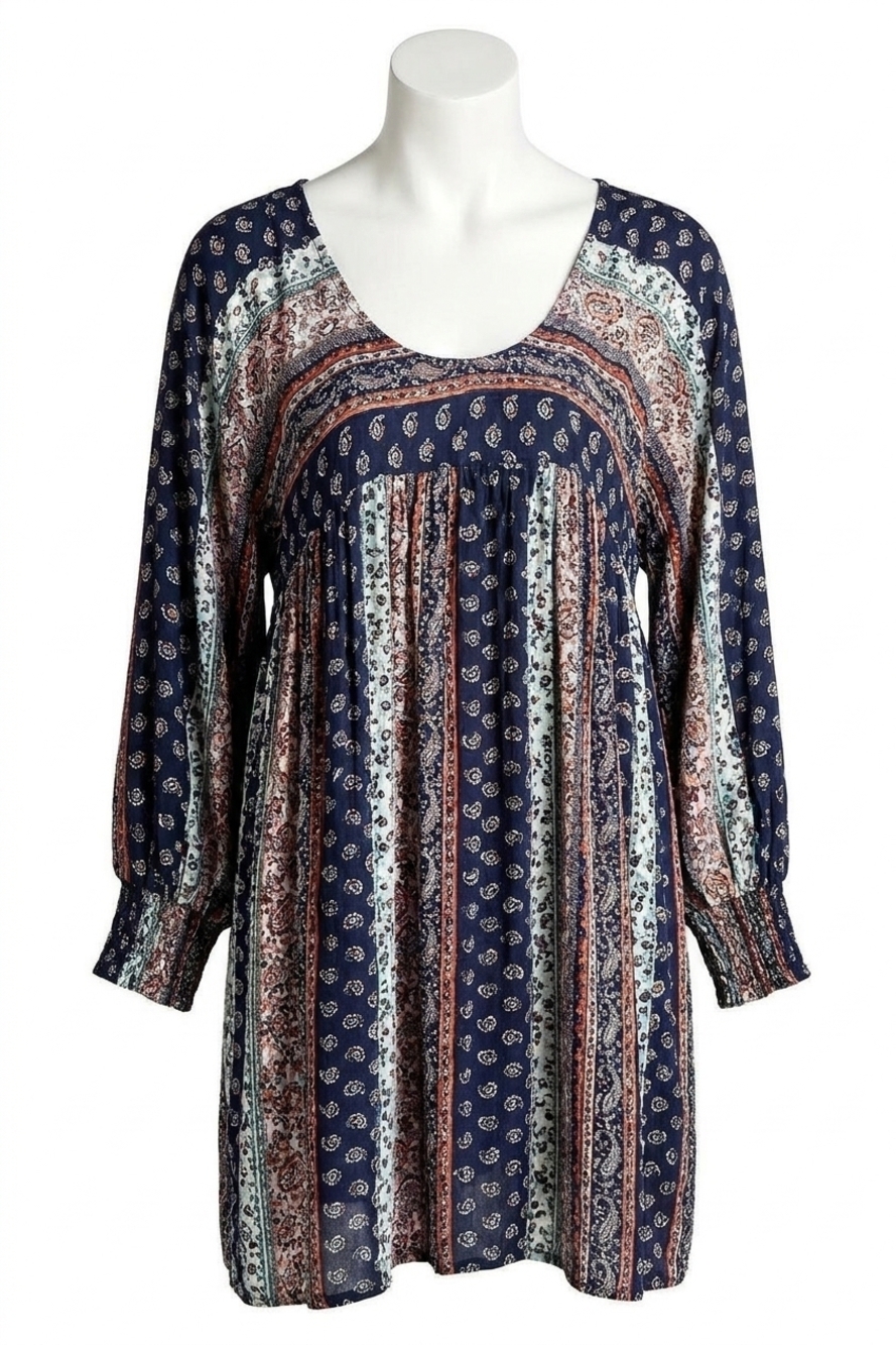 NEW VELZERA paisley baby doll tunic in navy